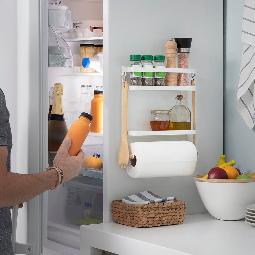 Magnetic Kitchen Storage Rack with Hooks