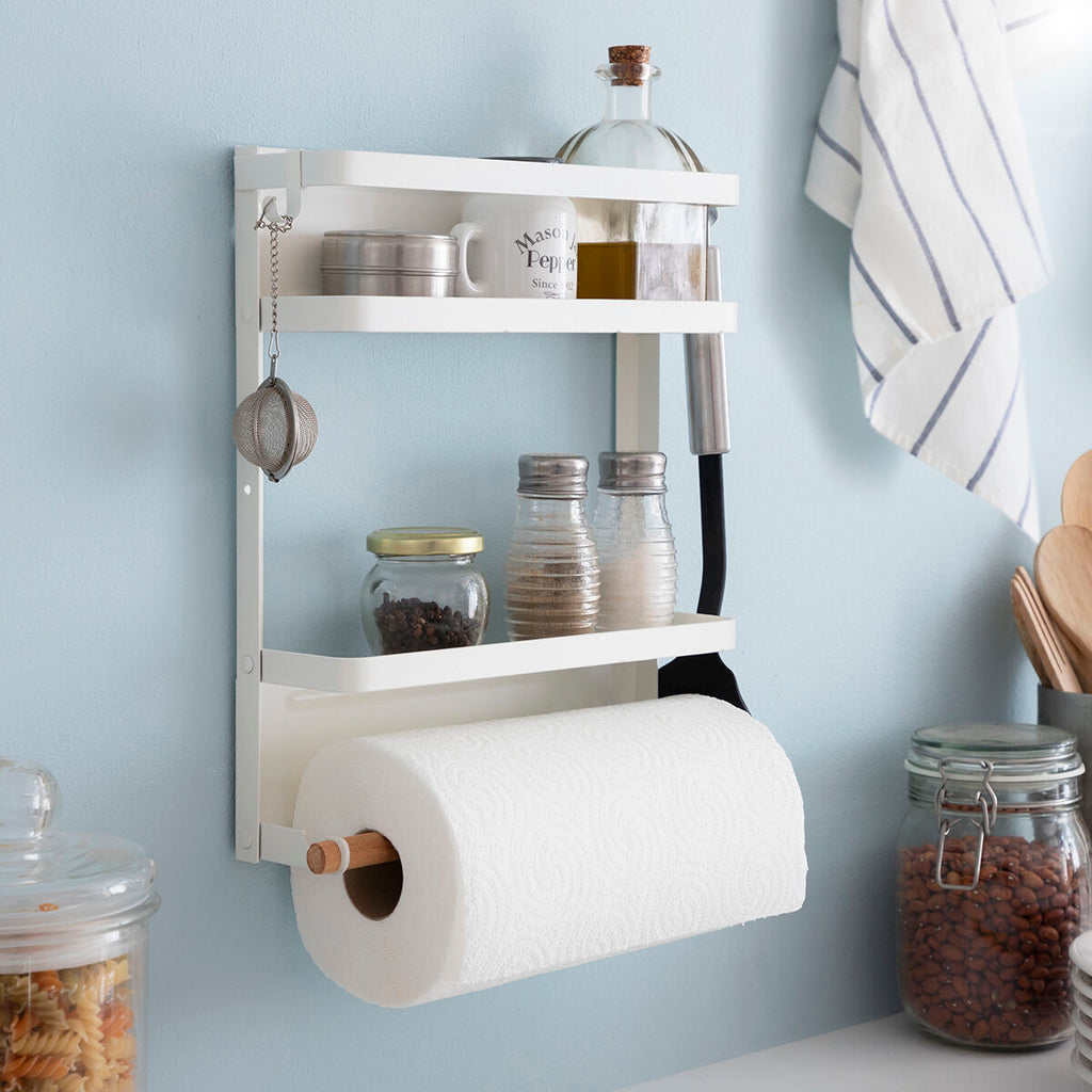 Magnetic Kitchen Storage Rack with Hooks