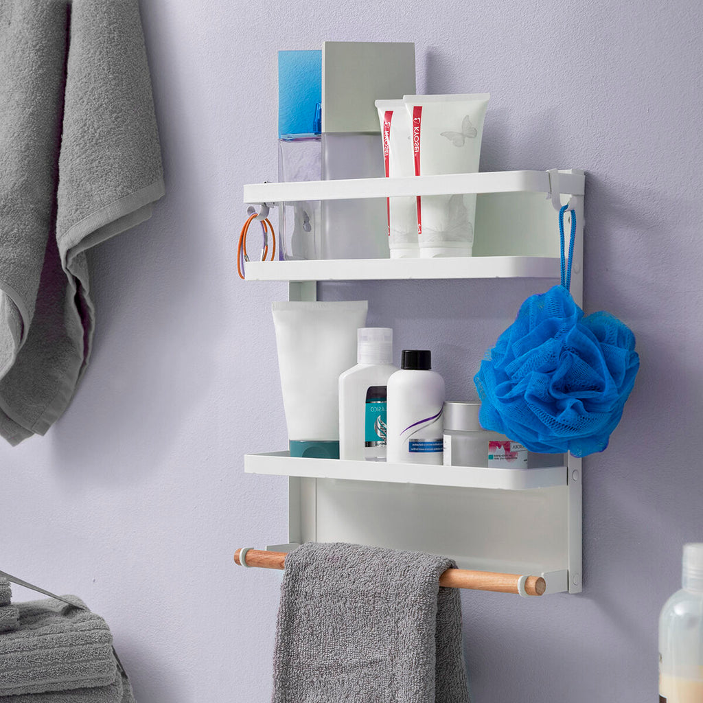 Magnetic Kitchen Storage Rack with Hooks