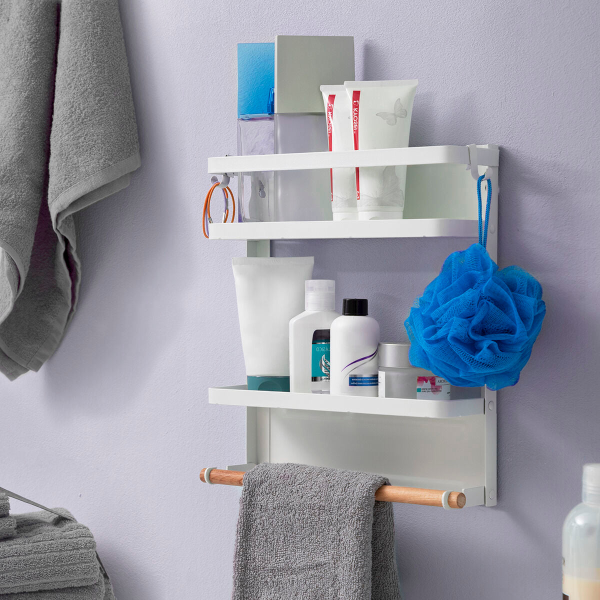 Magnetic Kitchen Storage Rack with Hooks