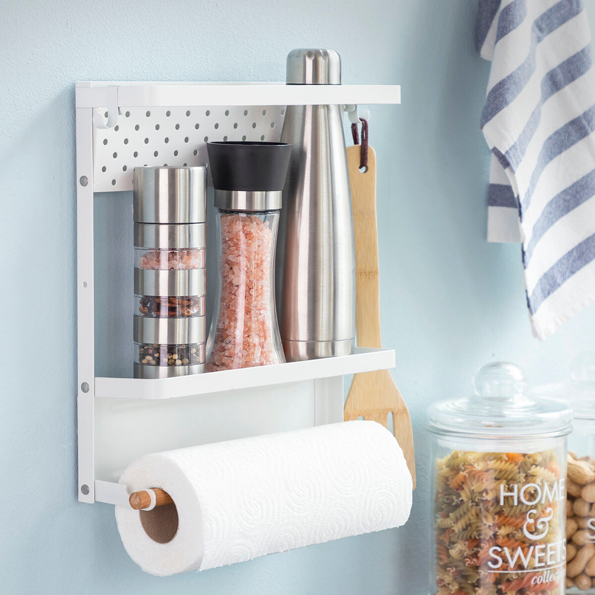 Magnetic Kitchen Storage Rack with Hooks