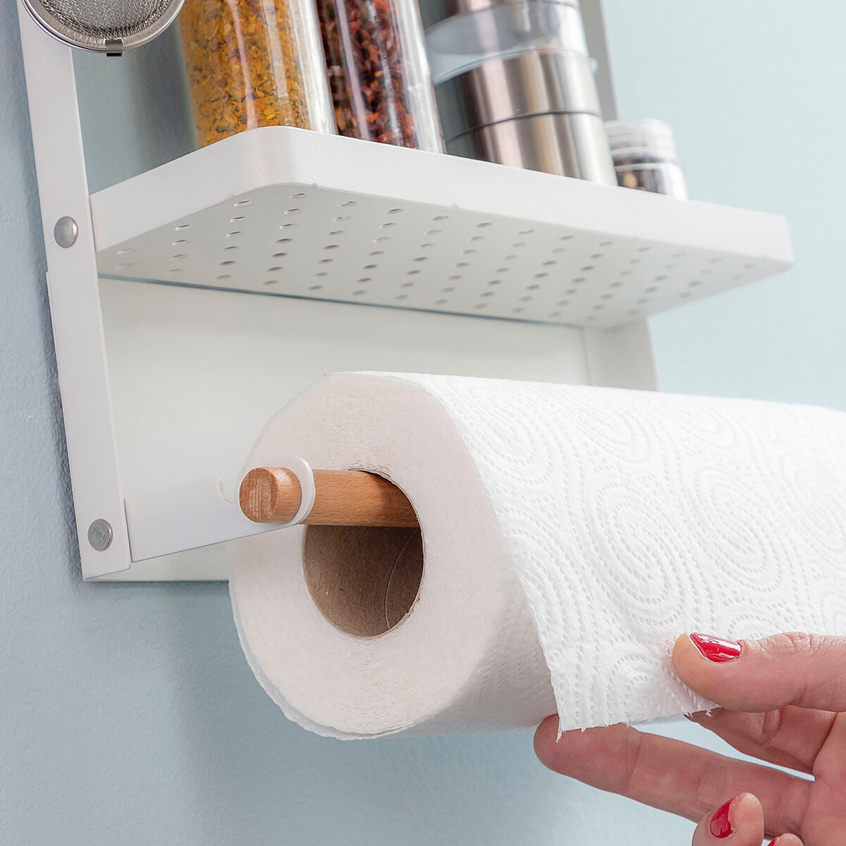 Magnetic Kitchen Storage Rack with Hooks