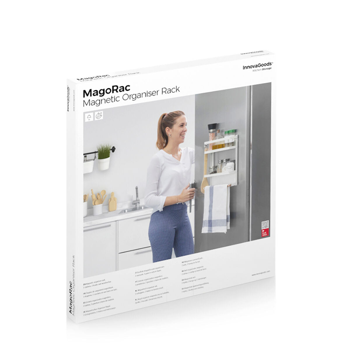 Magnetic Kitchen Storage Rack with Hooks