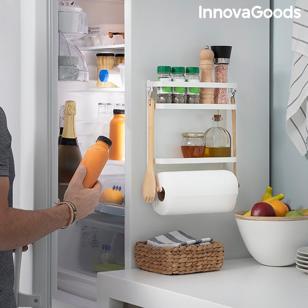 Magnetic Kitchen Storage Rack with Hooks