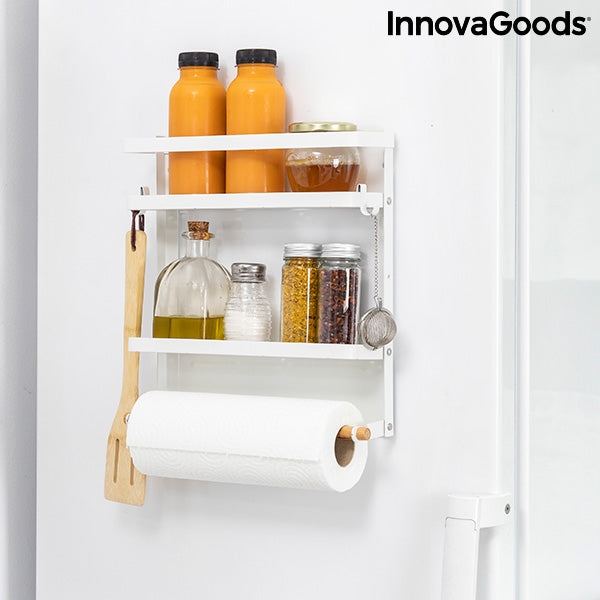 Magnetic Kitchen Storage Rack with Hooks