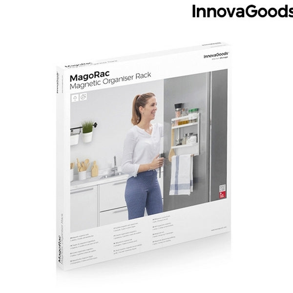 Magnetic Kitchen Storage Rack with Hooks
